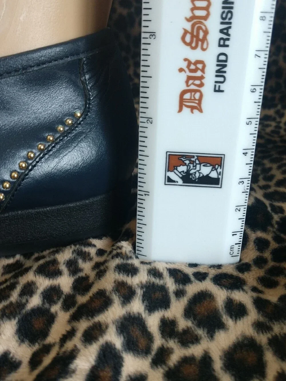 Women's Navy Leather Studded Loafers